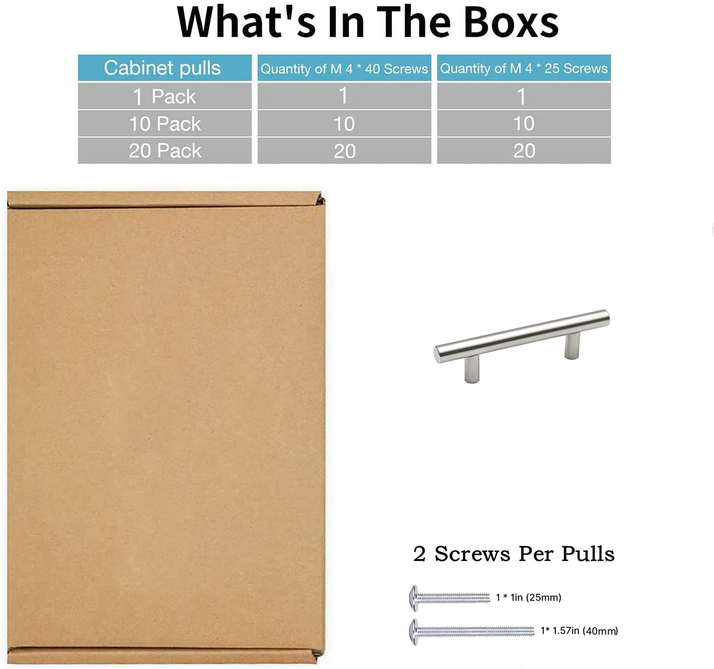 25 Pack 3.25 Inch(Center To Center) Brushed Nickel Cabinet Handles (3.25"，Customized Size)