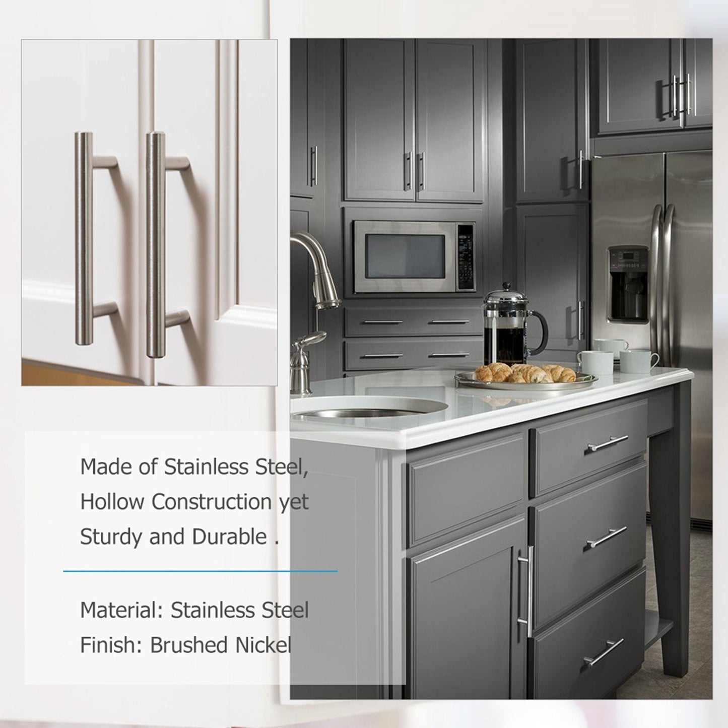 25 Pack 3.25 Inch(Center To Center) Brushed Nickel Cabinet Handles (3.25"，Customized Size)