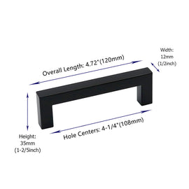 4.25 Inch(C-C) Matte Black Cabinet Pulls (4.25