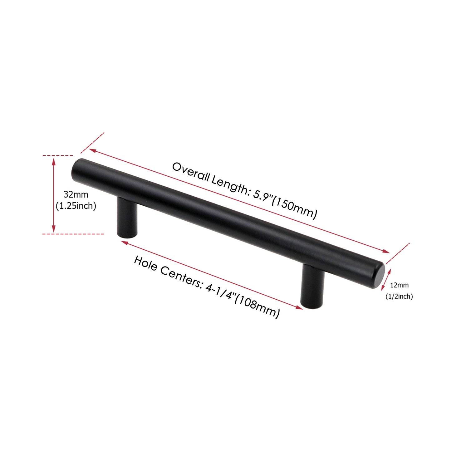4.25 INCH(Center To Center) MATTE BLACK CABINET PULLS (4.25", CUSTOMIZED SIZE)