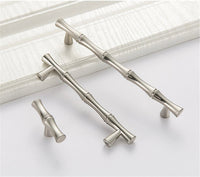 10 Pack 3.75 inch(Center To Center) Bamboo Shape Cabinet Pulls (3.75"/96mm，Brushed Nickel)