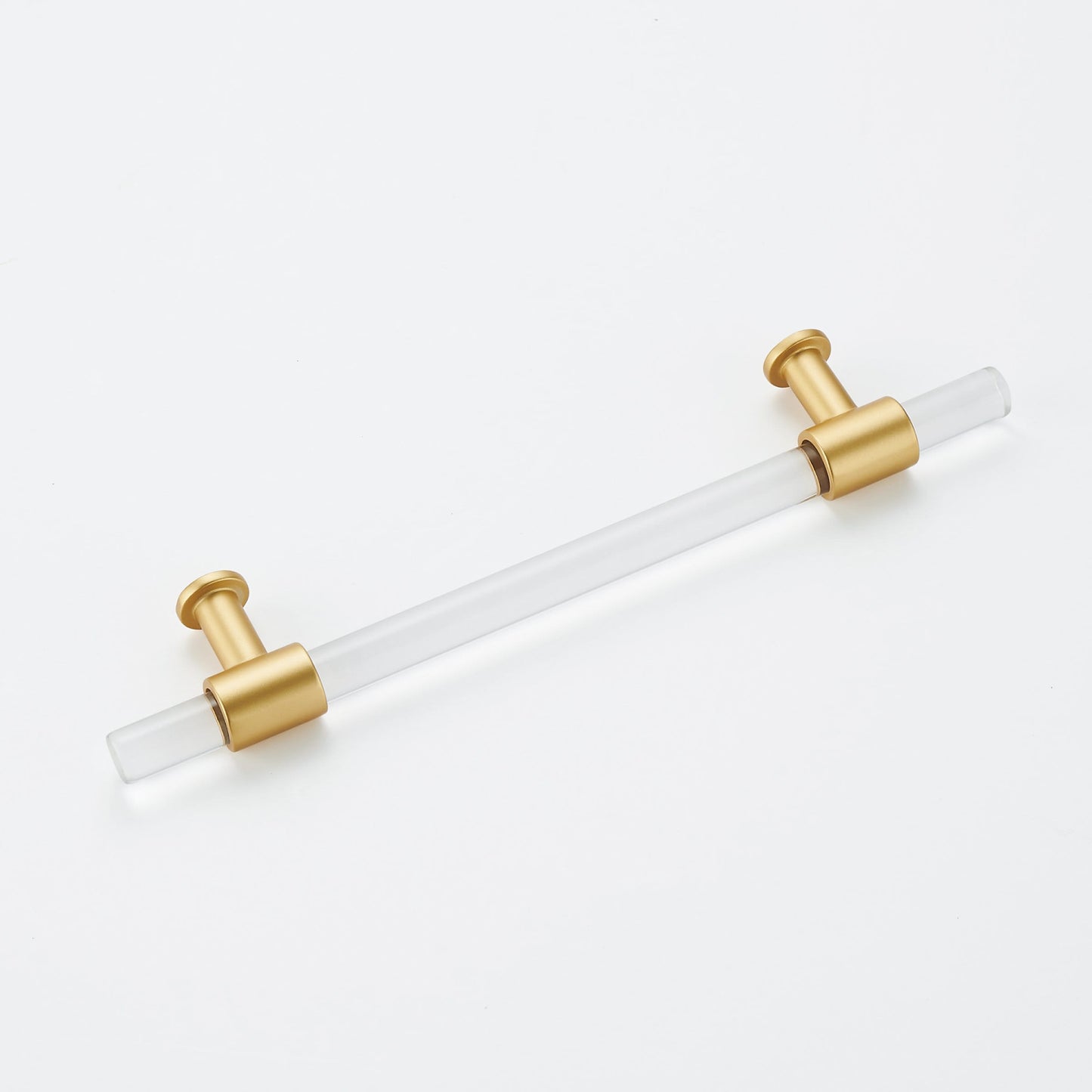 10 Pack 3 inch(C-C) Brushed Brass Cabinet Pulls Arcylic Drawer Pulls (76mm，Hole Center)
