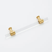 10 Pack 3 inch(C-C) Brushed Brass Cabinet Pulls Arcylic Drawer Pulls (76mm，Hole Center)