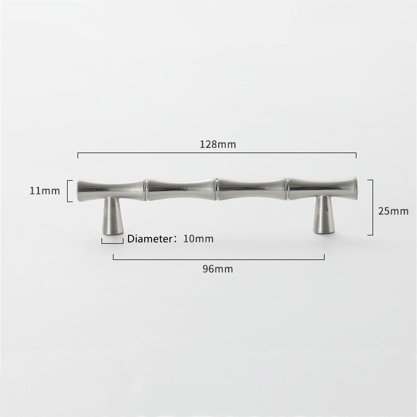 10 Pack 3.75 inch(Center To Center) Bamboo Shape Cabinet Pulls (3.75"/96mm，Brushed Nickel)