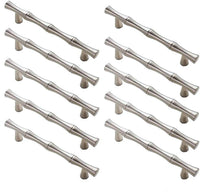 10 Pack 3.75 inch(Center To Center) Bamboo Shape Cabinet Pulls (3.75"/96mm，Brushed Nickel)