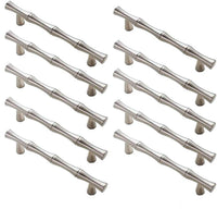 25 Pack 3.75 inch(Center To Center) Bamboo Shape Cabinet Handles (3.75"/96mm，Brushed Nickel)