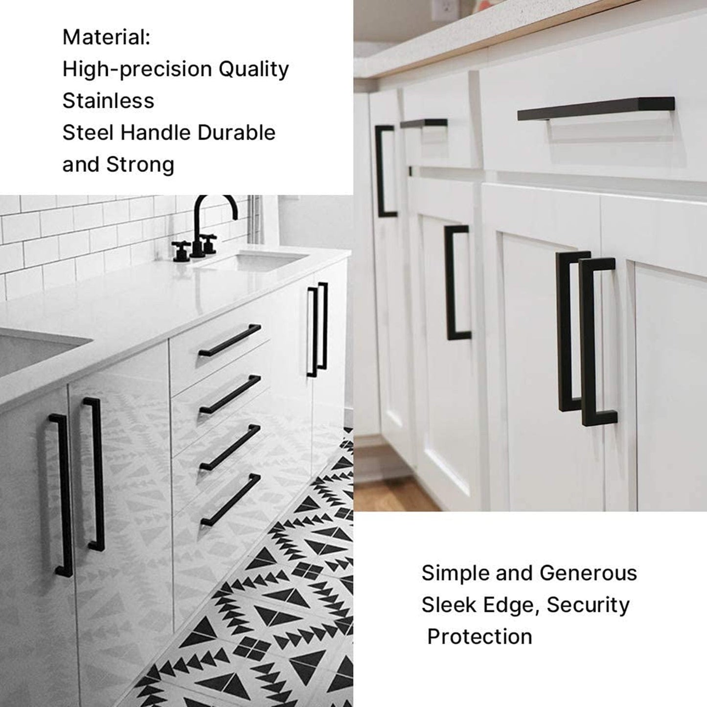 12 Inch(Hole Centers) Matte Black Cabinet Pulls Black Kitchen Hardware (12"/305mm，Customized Long Pulls)