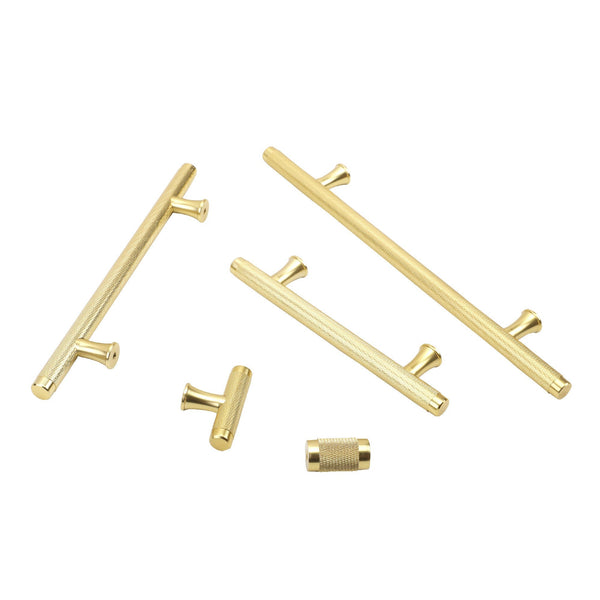 6-1/4 Inch(C-C) Knurled Texture Drawer Pulls Gold Cabinet Handles(Hole Centers: 160mm)