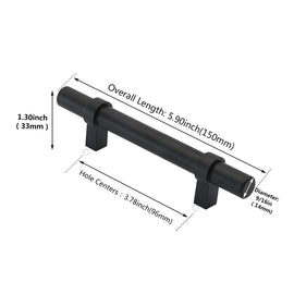 Flat Black Cabinet Bar Handle Pulls - 3.75