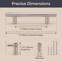 10 Pack 3 Inch Brushed Nickel Cabinet Pulls Modern Cabinet Handles(Hole Center: 76mm)
