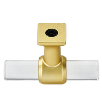 1 Pack Clear Acrylic Cabinet Knobs，Brushed Brass Drawer Knobs，Modern T Bar Gold Cabinet Knobs for Dresser Drawers Cupboard Wardrobe