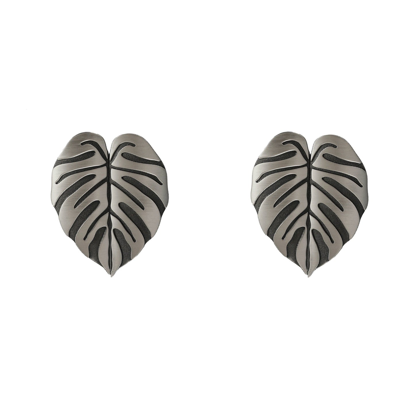 2 Pairs Creative Leaf Shape Handle Knob with Mounting Screws for Kitchen Cupboard Cabinet Wardrobe Drawer Door (Silver Ancient, 64mm)
