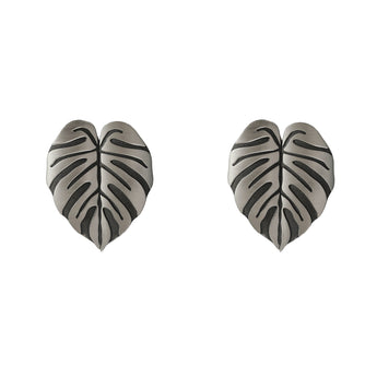 2 Pairs Creative Leaf Shape Handle Knob with Mounting Screws for Kitchen Cupboard Cabinet Wardrobe Drawer Door (Silver Ancient, 64mm)