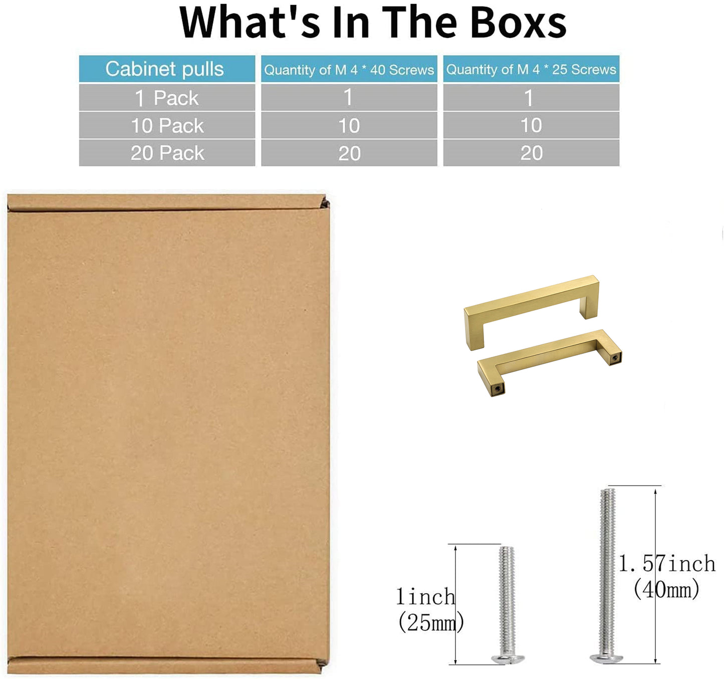 4in Cabinet Handles Drawer Pulls，Brushed Brass Cabinet Pulls Gold Drawer Pulls(102mm, Hole Centers)
