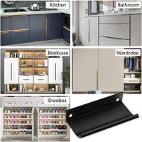Black Back Mount Finger Edge Pulls，Aluminum Hidden Handle Concealed Tab Pulls for Home Kitchen Living Room Door Drawer Cabinet