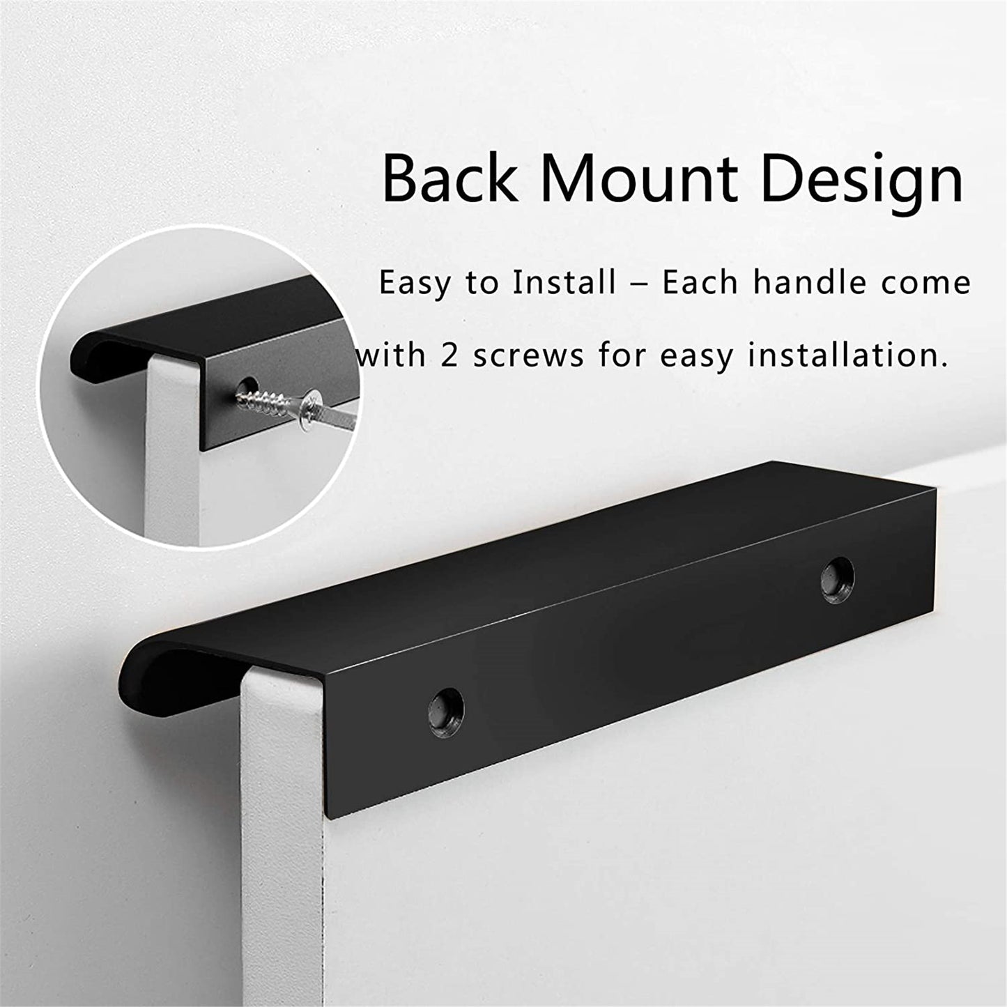 Black Back Mount Finger Edge Pulls，Aluminum Hidden Handle Concealed Tab Pulls for Home Kitchen Living Room Door Drawer Cabinet