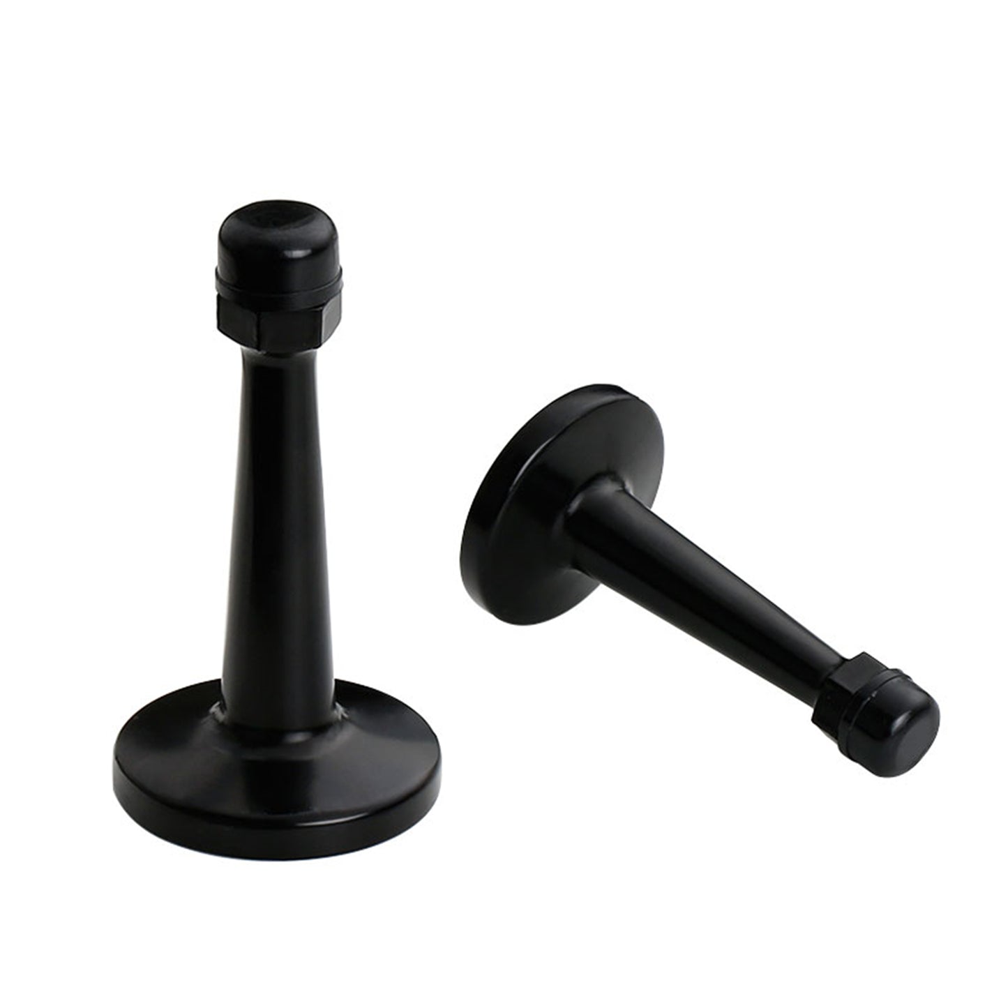 Modern Door Stopper，Heavy Duty Solid Door Stop，Durable Door Stoppers Wall Mounted with Black Soft Rubber Bumper Tips