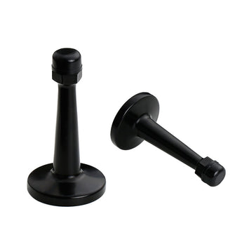 Modern Door Stopper，Heavy Duty Solid Door Stop，Durable Door Stoppers Wall Mounted with Black Soft Rubber Bumper Tips