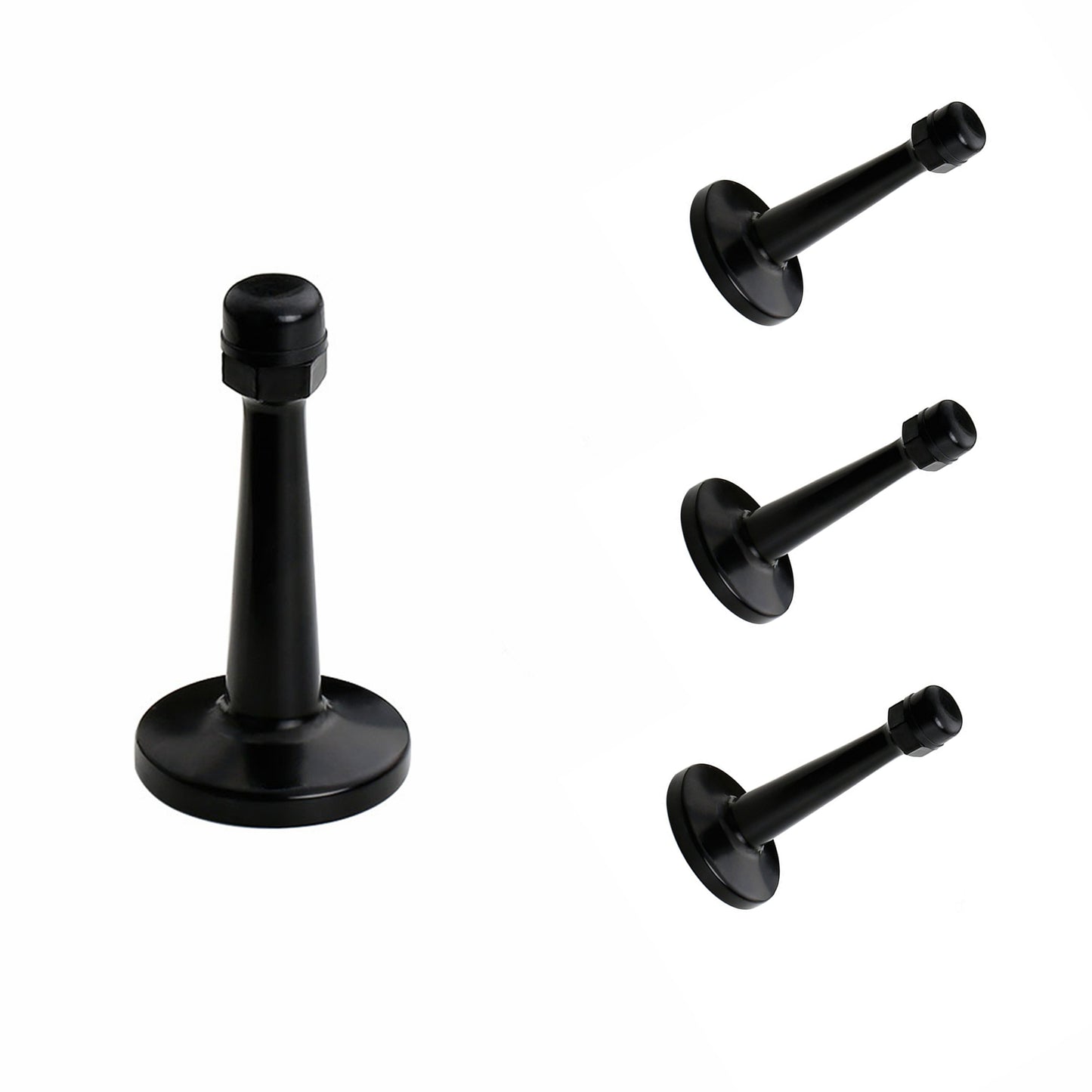Modern Door Stopper，Heavy Duty Solid Door Stop，Durable Door Stoppers Wall Mounted with Black Soft Rubber Bumper Tips