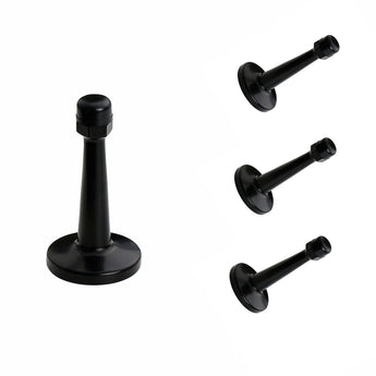 Modern Door Stopper，Heavy Duty Solid Door Stop，Durable Door Stoppers Wall Mounted with Black Soft Rubber Bumper Tips