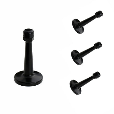 Modern Door Stopper，Heavy Duty Solid Door Stop，Durable Door Stoppers Wall Mounted with Black Soft Rubber Bumper Tips