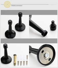 Modern Door Stopper，Heavy Duty Solid Door Stop，Durable Door Stoppers Wall Mounted with Black Soft Rubber Bumper Tips