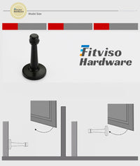 Modern Door Stopper，Heavy Duty Solid Door Stop，Durable Door Stoppers Wall Mounted with Black Soft Rubber Bumper Tips