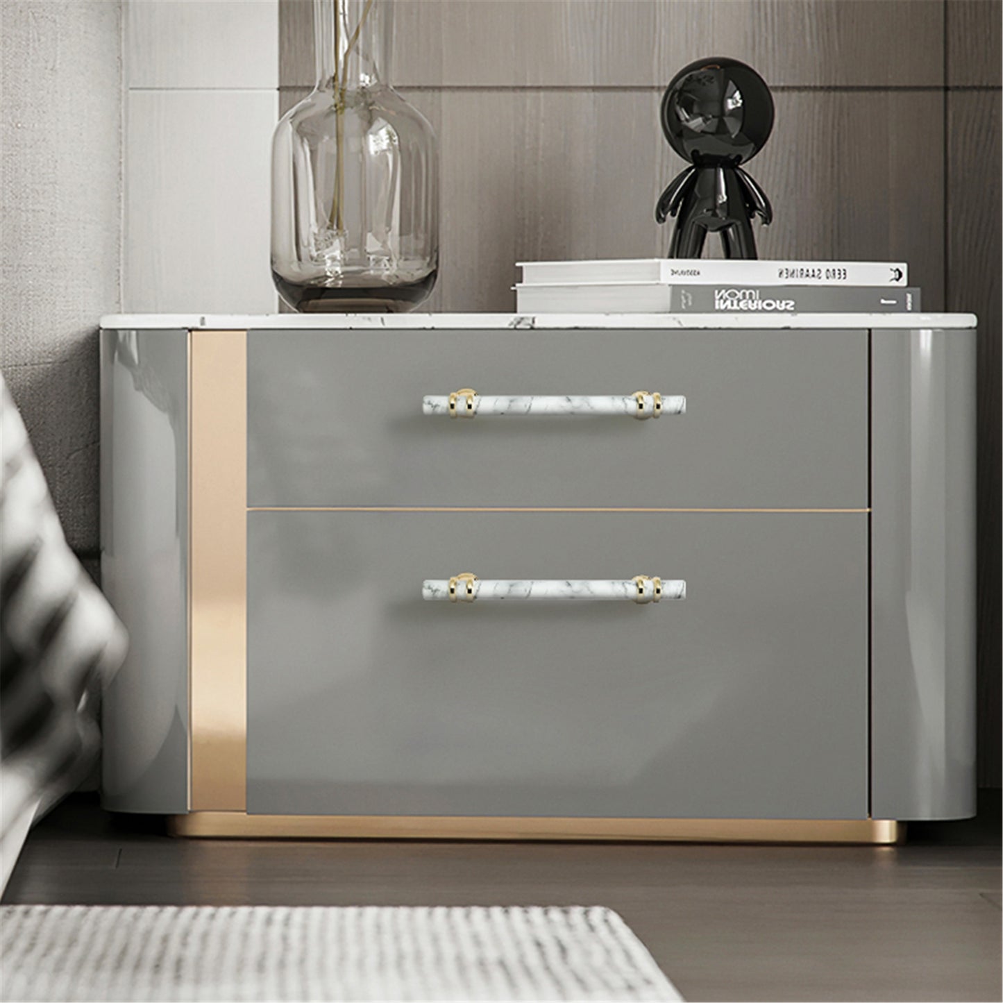 1 Pack Marble Pattern Solid Drawer Pulls，Knobs & Handles，White Marble Pattern Print - Marble Finish Series - Hole Centers(Knob，3.75"，5"，7.5")