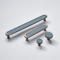 3.75" 5" Leather Handle Pulls，Light Green Leather Kitchen Cabinet Pulls( CC：96mm，128mm )