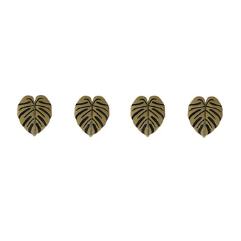 4 Pairs Creative Leaf Shape Handle Knob with Mounting Screws for Kitchen Cupboard Cabinet Wardrobe Drawer Door (Black Ancient, 64mm)