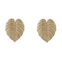 2 Pairs Creative Leaf Shape Handle Knob with Mounting Screws for Kitchen Cupboard Cabinet Wardrobe Drawer Door (Gold, 64mm)