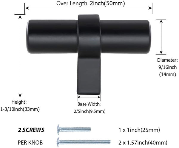 Black Modern Cupboard Handles Stainless Steel Pulls - Round Shape Series - Hole Centers(Single Hole, 3",3.5,3.75,4",5",6.25",7.5",8.8",10")