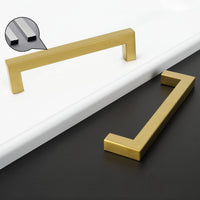 8.8in Cabinet Handle Brushed Brass Drawer Pulls，Brass Drawer Pulls Handles for Dresser Drawers(224mm, Hole Centers)