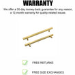 Brushed Brass Modern Cabinet Hardware Handle Pull - 3-1/2" Inch (90mm) Hole Centers