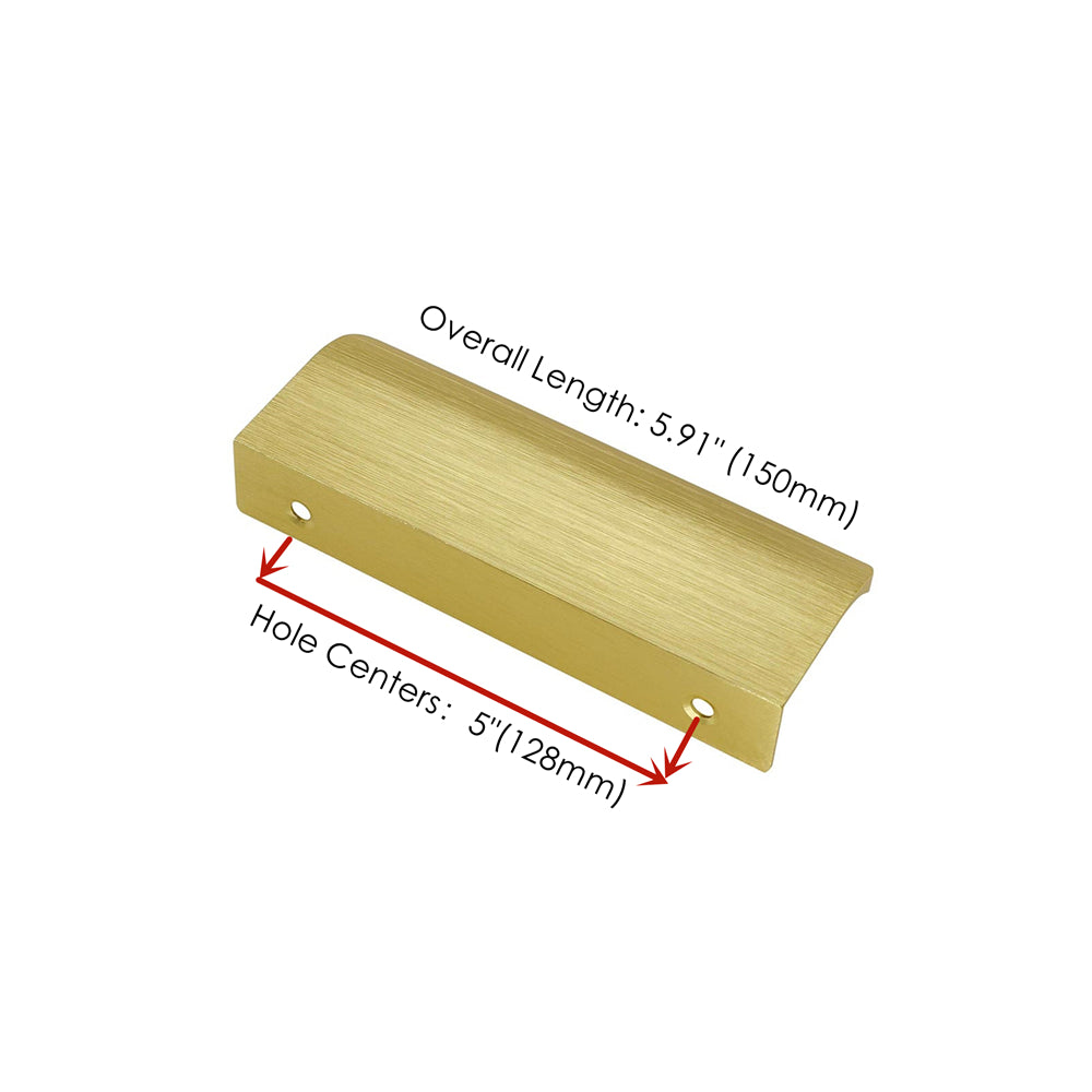 Modern Finger Edge Pulls Tab Pull 150mm/5.91" Length Finger Drawer Pulls (Brushed Brass)