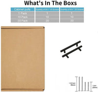 Matte Black Stainless Steel Kitchen Drawer Pulls - T Bar Handles - Hole Centers(Knob,2.5",3",3.25,3.5,3.75,4",4.5,5",6.25",7.5",8.8",10")