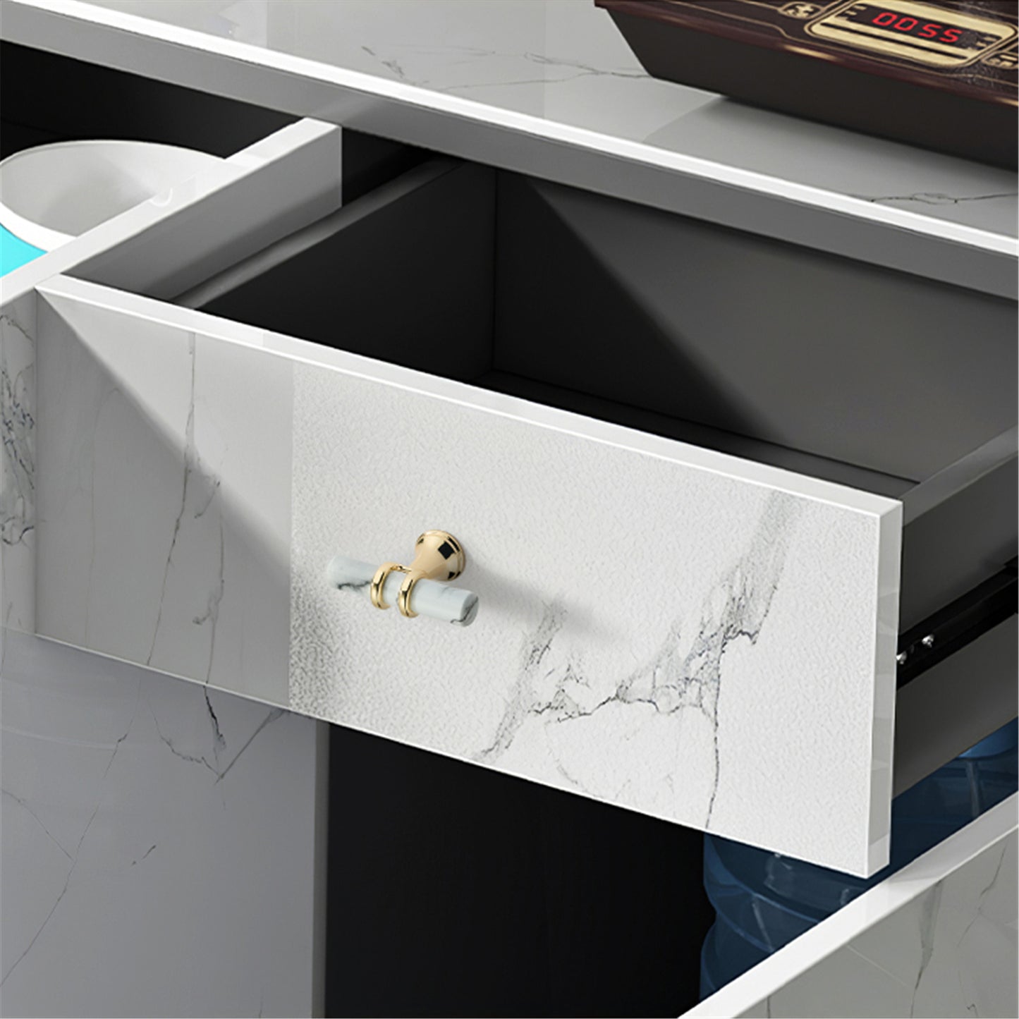 1 Pack Marble Pattern Solid Drawer Pulls，Knobs & Handles，White Marble Pattern Print - Marble Finish Series - Hole Centers(Knob，3.75"，5"，7.5")