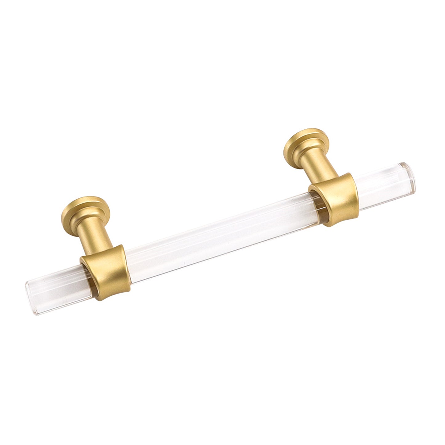 Brushed Brass Cabinet Pulls Dresser Drawer Pulls - Acrylic Round Bar Series - Hole Centers(3 Inch，76mm)