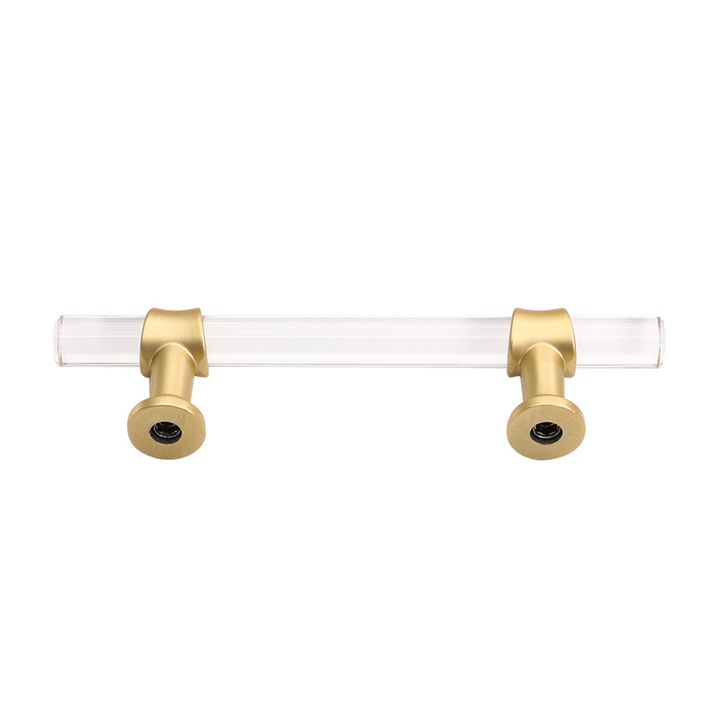 Brushed Brass Cabinet Pulls Dresser Drawer Pulls - Acrylic Round Bar Series - Hole Centers(3 Inch，76mm)