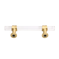 Brushed Brass Cabinet Pulls Dresser Drawer Pulls - Acrylic Round Bar Series - Hole Centers(3 Inch，76mm)