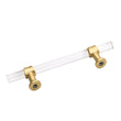 Brushed Brass Cabinet Pulls Dresser Drawer Handles - Acrylic Round Bar Series - Hole Centers(3-1/2 Inch，90mm)