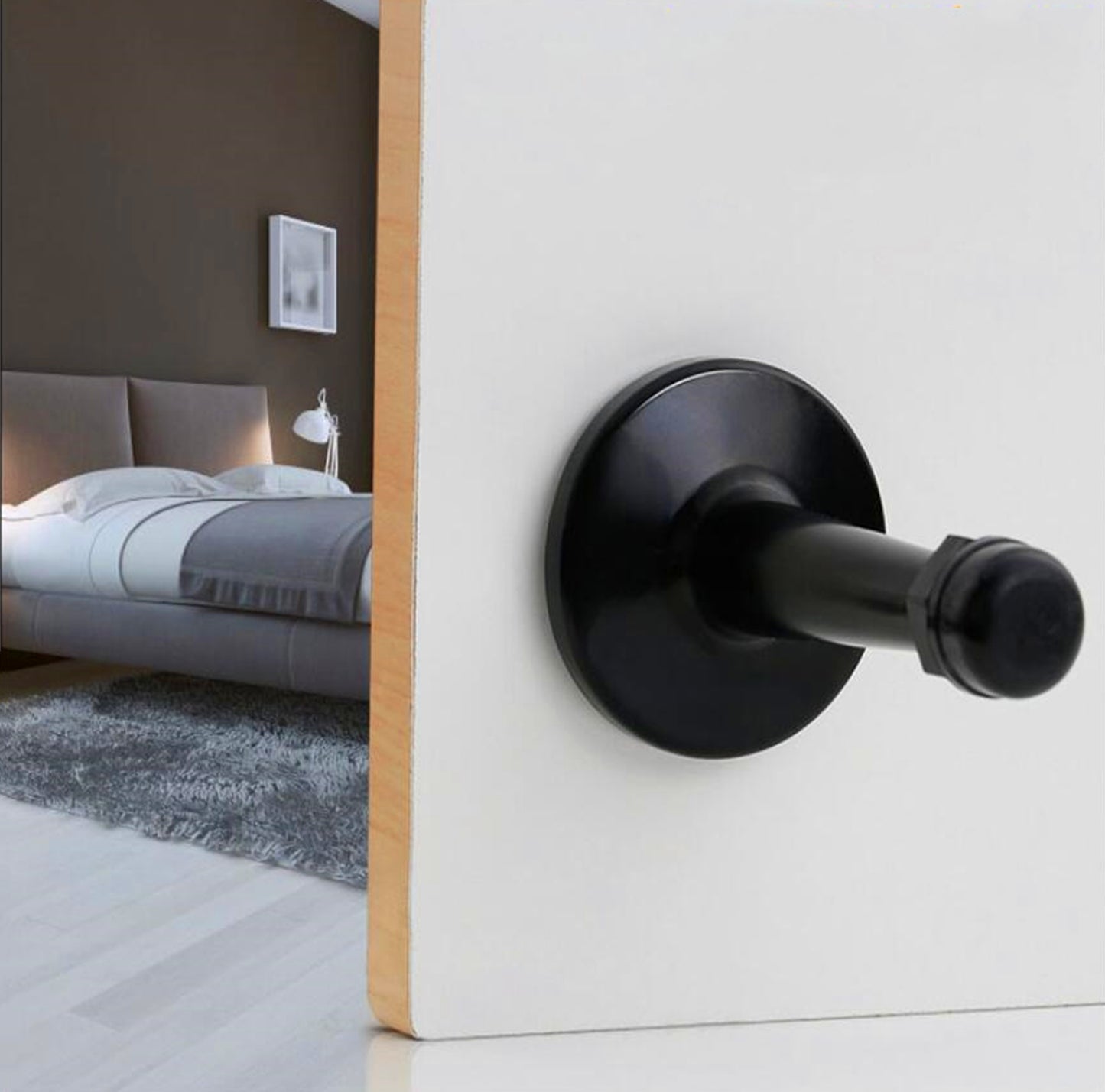 Modern Door Stopper，Heavy Duty Solid Door Stop，Durable Door Stoppers Wall Mounted with Black Soft Rubber Bumper Tips