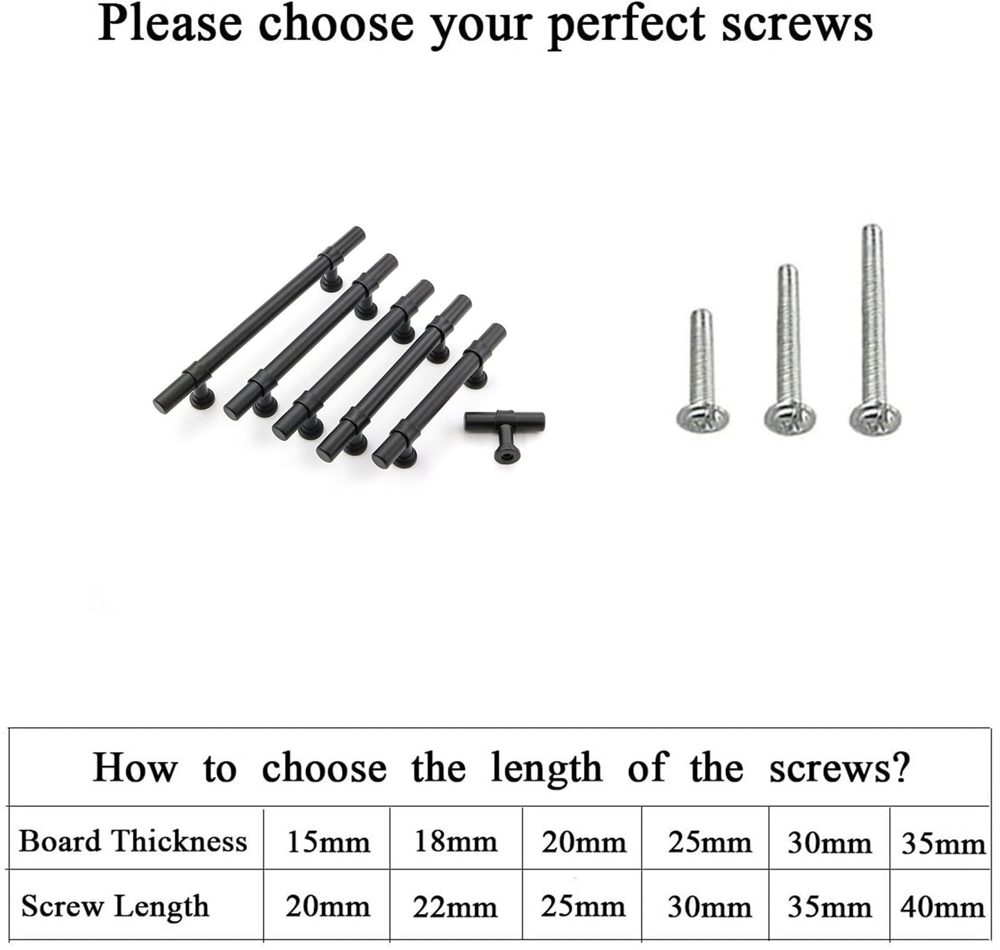 3.75in Black Drawer Pulls Kitchen Cabinet Handles - Matte Black T Bar Handle Pull - 3.75" (96mm) Hole Centers, 5.9" Overall Length