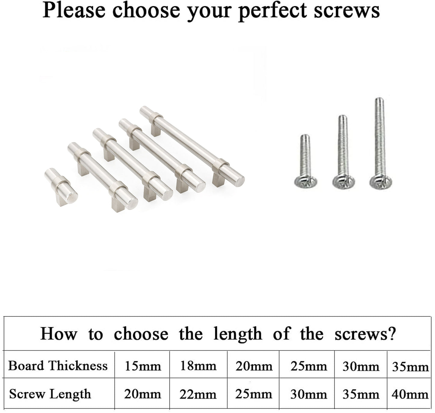 Brushed Nickel Single Hole Cabinet Knobs，Stainless Steel T Bar Cabinet Handles，Modern Drawer Pulls，2 inch Length(50mm)