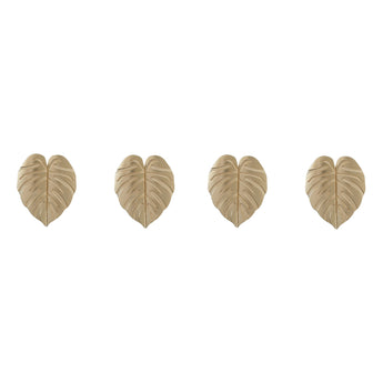 4 Pairs Creative Leaf Shape Handle Knob with Mounting Screws for Kitchen Cupboard Cabinet Wardrobe Drawer Door (Gold, 64mm)