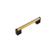 Brushed Brass Square Cabinet Handle Stainless Steel Drawer Pulls，Gold Kitchen Cabinet Pulls with Black Base for Kitchen Bath Bedroom