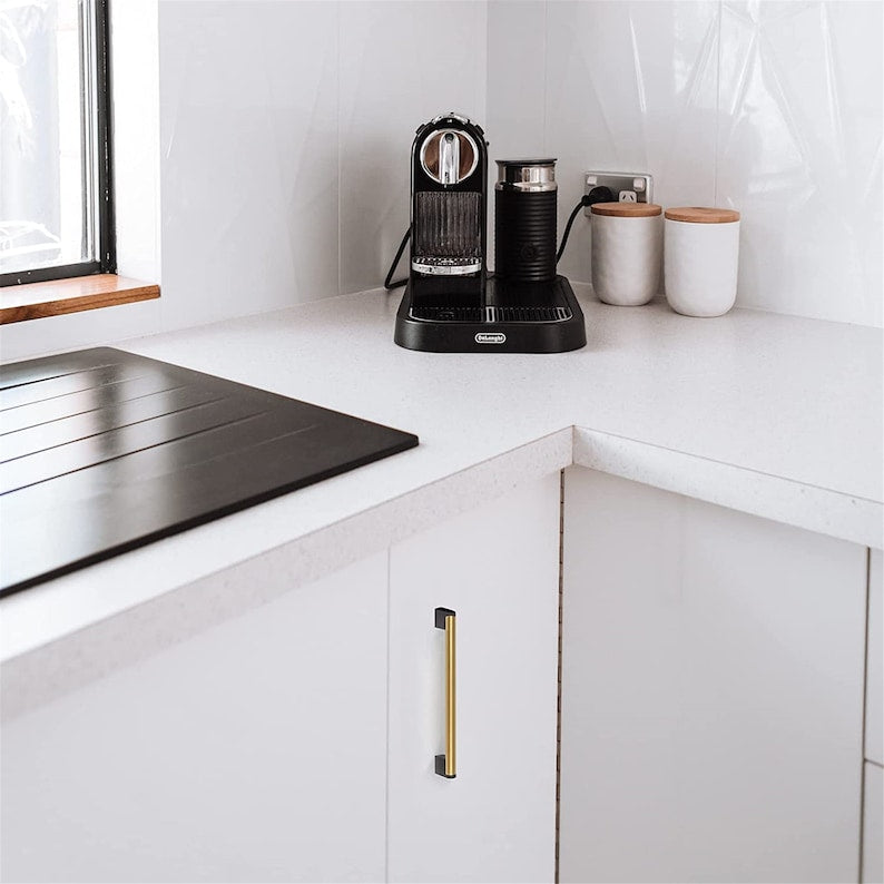 Brushed Brass Cabinet Handles，Stainless Steel Round Black Square Zinc Pulls for Dresser Drawers Bathroom Cabinet Hardware