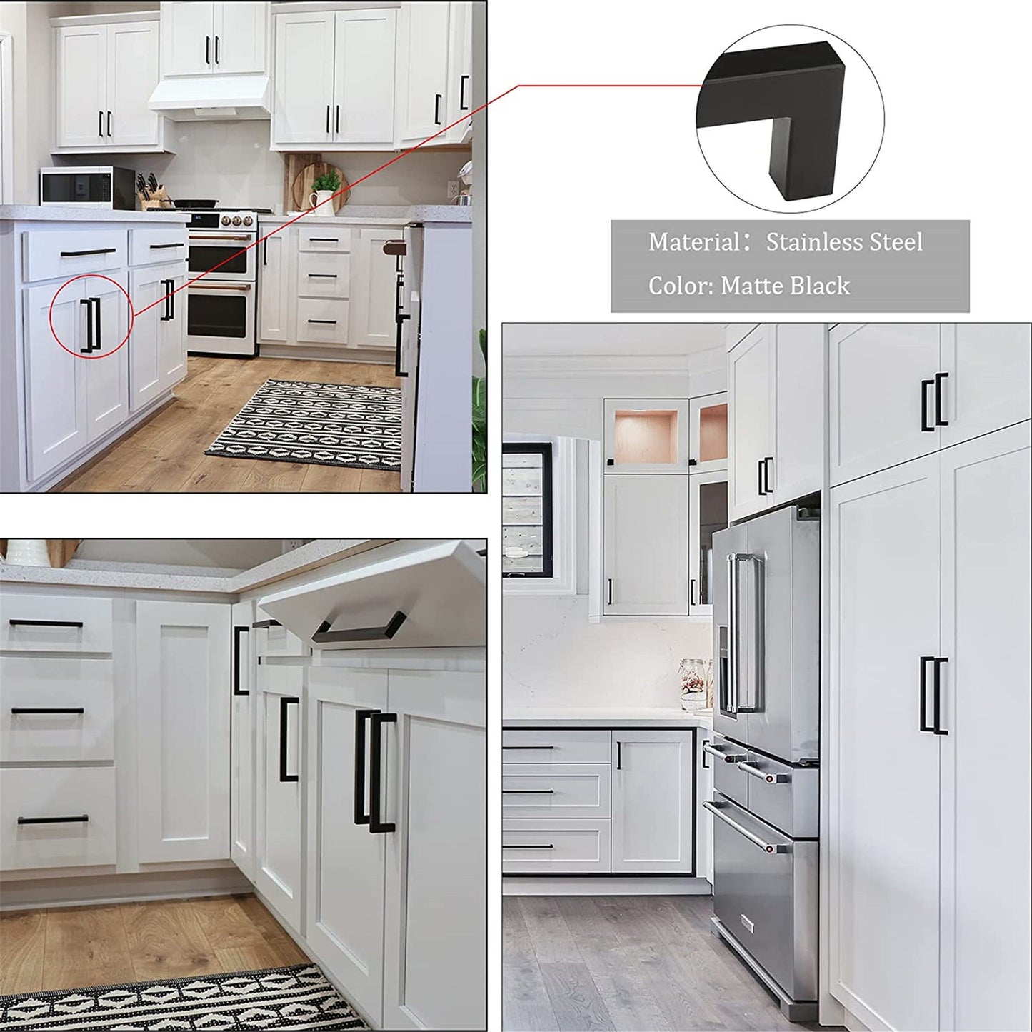 6 INCH(Center To Center) MATTE BLACK CABINET PULLS (152MM, CUSTOMIZED SIZE)