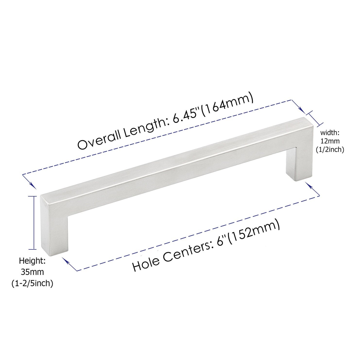6 INCH(Center To Center) BRUSHED NICKEL CABINET PULLS (152MM, CUSTOMIZED SIZE)