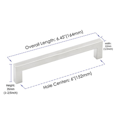 6 INCH(Center To Center) BRUSHED NICKEL CABINET PULLS (152MM, CUSTOMIZED SIZE)